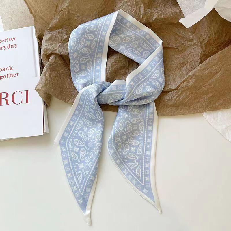 Silk Satin Scarf Women Cloth Hair Bands Headdress Accessories Lady Scarves Ribbon Neck Ties for Bag Handle Triangle Scarf