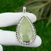 Anniversary Gift For Her Natural Prehnite Gemstone Pendant 925 Sterling Silver