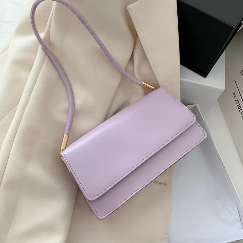 Trendy Simple Shoulder Bag Solid Color Casual Women Armpit Bag PU Leather Small Square Bag Tote Bags Girls