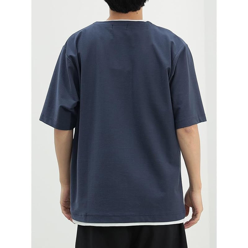 [Beams Heart] S/S TEE Cool touch sensation key neck layered T-shirt men's NAVY M 42040333639