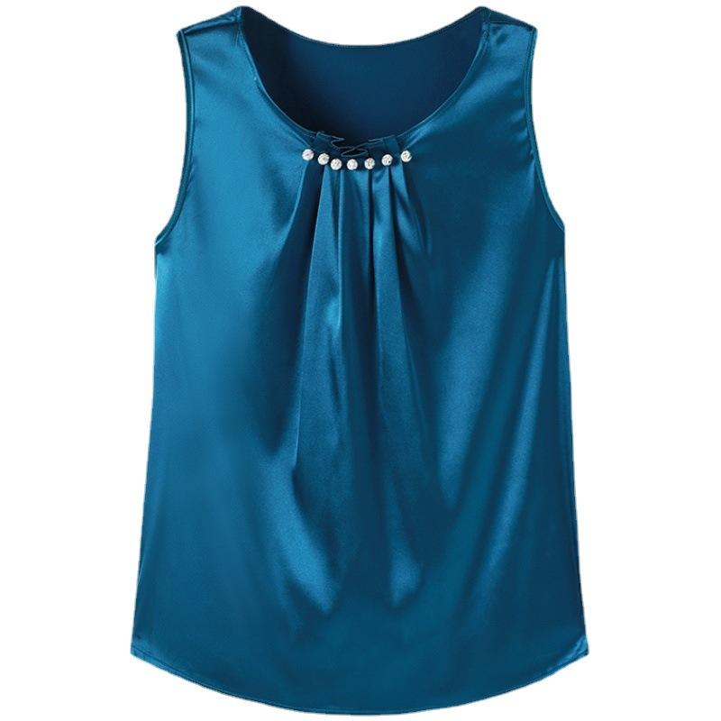 Весна Лето Камзол Женский Внутренний Слой База Плюс Размер Атлас Красивая Спинка Без Рукавов Топ Женская Верхняя Одежда Топы и Майки