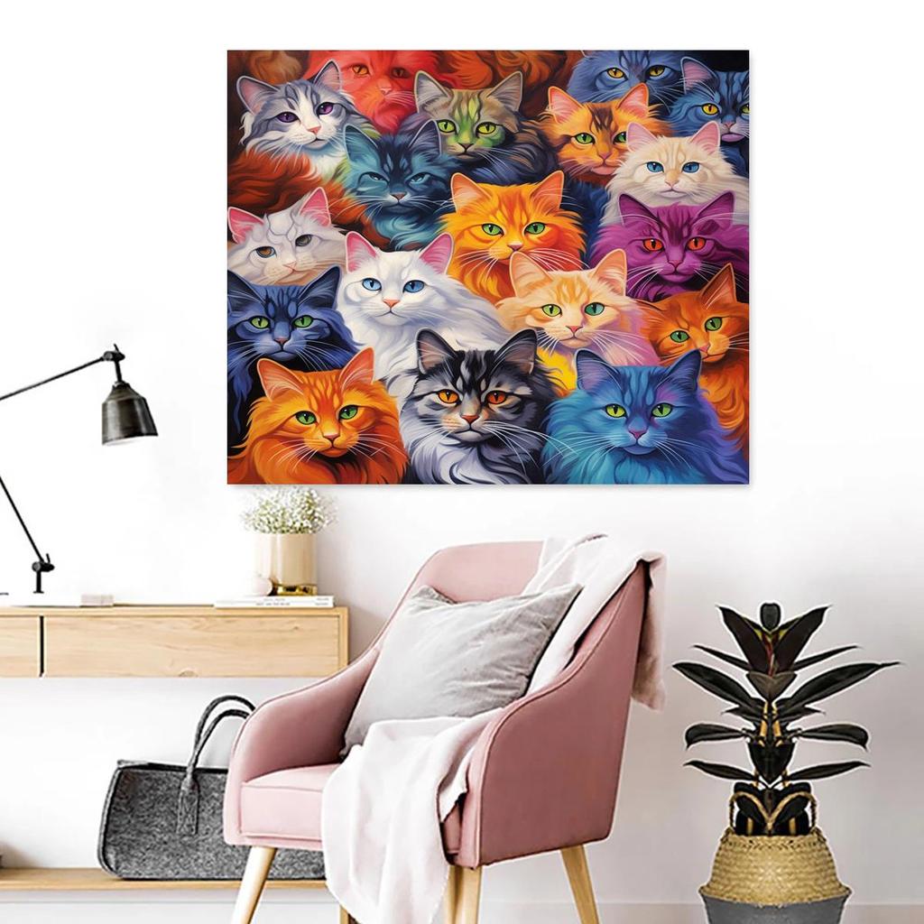 RUOPOTY Acrylic Paint By Numbers Colorful Cats Oil Painting By Numbers On Canvas Animals 40x50cm Frameless DIY Home Decor Wall Art