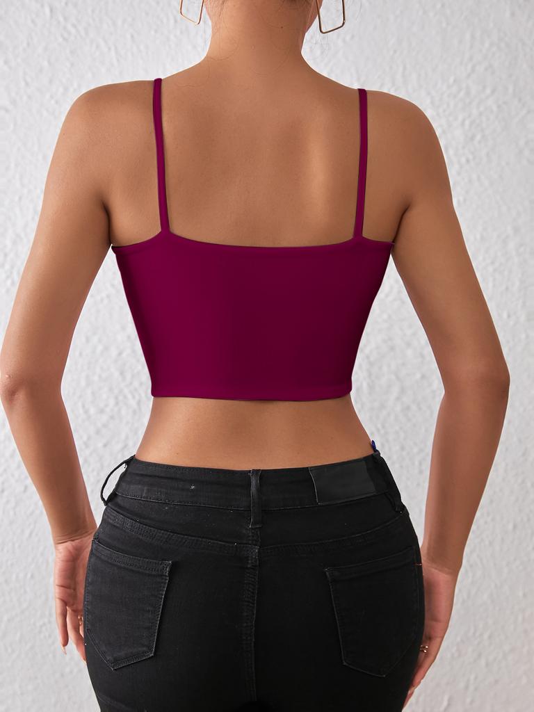 Casual Double Layered Tank Top U Neck Crop Tops Women Summer Camis Solid Color Camisole Fashion Tube Female Sleeveless Cropped Vest Y2K Clothes