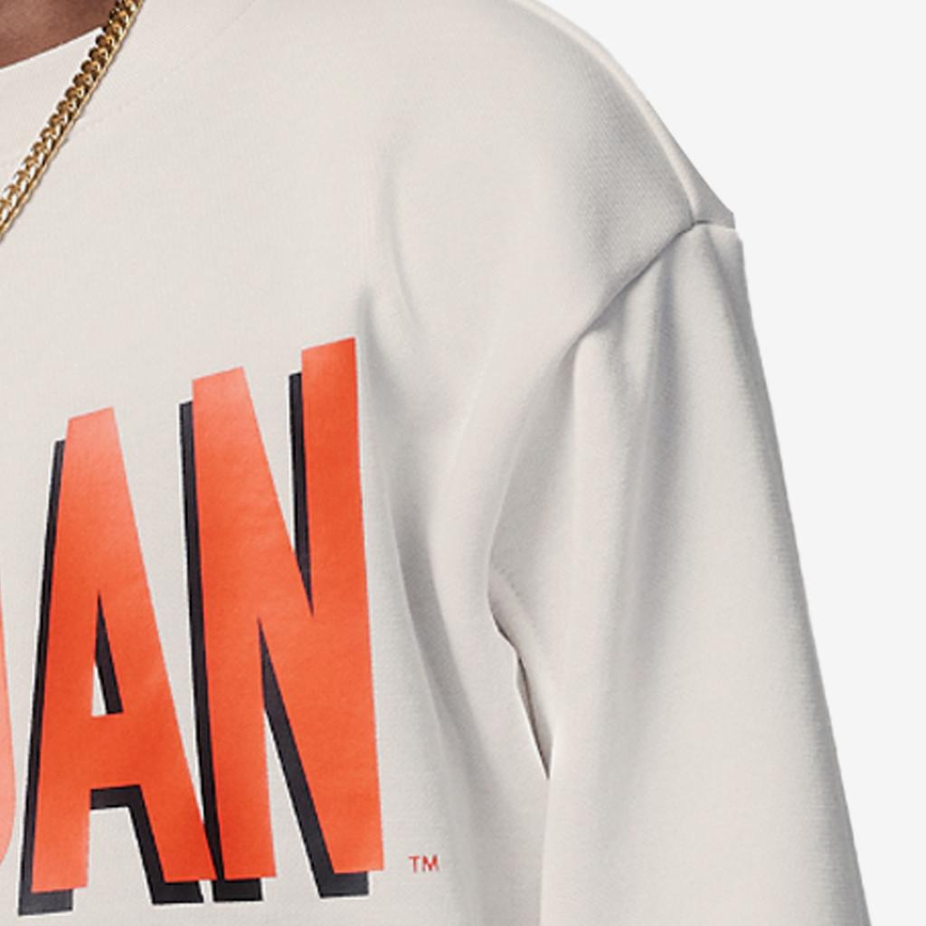 Jordan Letter Print Crewneck Sweatshirt Kids Tops White FJ5784-010