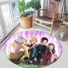 Classic Japanese-style cartoon Demon Slayer round rug, home soft decorative anti-slip yoga mat and chair mat, outdoor floor mat carpet K12