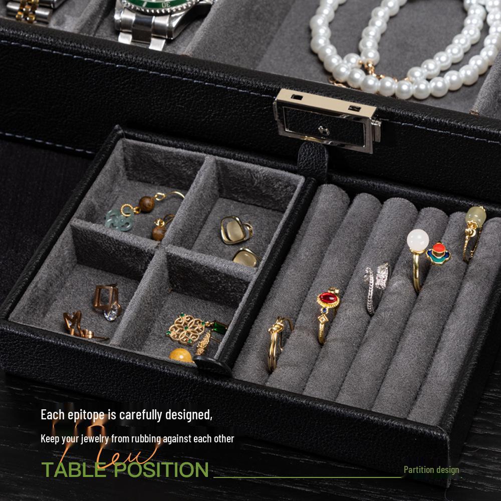 Коробка для хранения часов и очков из ПУ кожи с зернистой текстурой личи с несколькими отделениями