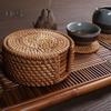 6Pcs/Set Drink Coasters Set Round Tableware Placemat Dish Mat Rattan Weave Pad