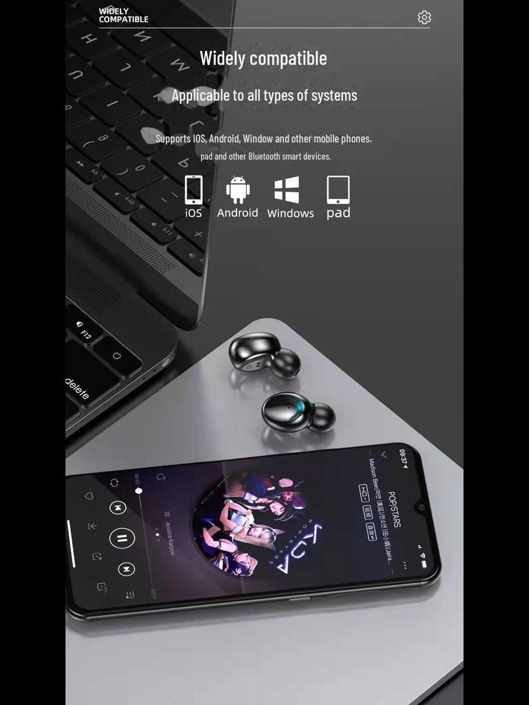 F9 M90 Pro Touch Беспроводные Bluetooth 5.3 Двойные наушники с аккумулятором и цифровым дисплеем