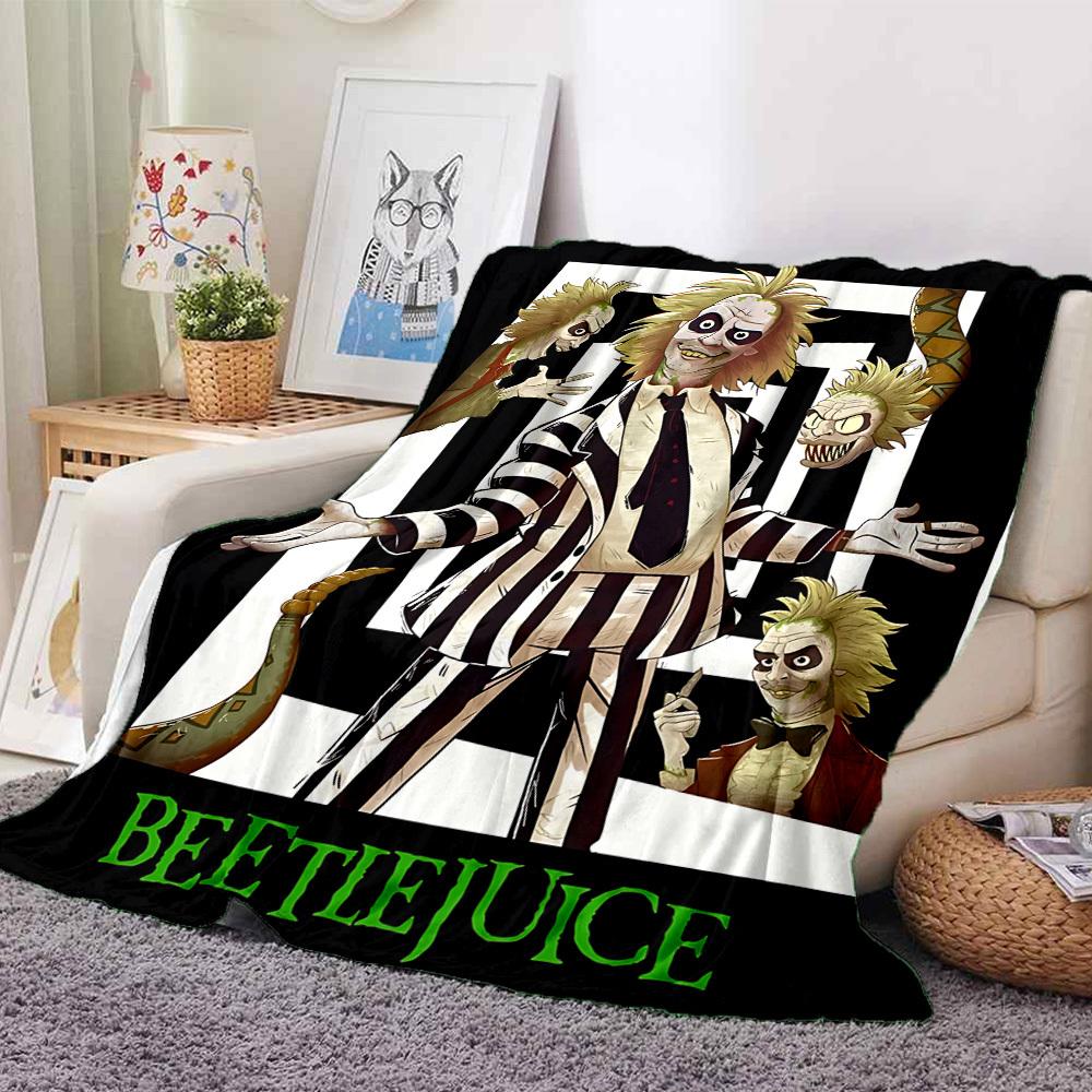 1pc Beetlejuice Blanket Lightweight Flannel Throw For Sofa, Bed, Travel, Livingroom, Office, Couch, Chair, And Bed