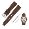 Jumpsunfun 20mm Watch Band for Omega and Quick Release Silicone Strap with Replacement Brown with White Stitching X, Swatch, Speedmaster, MoonSwatch,