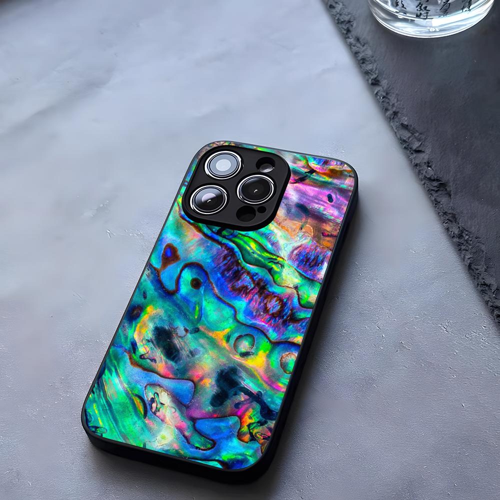Abalone Shell Phone Case Tempered Glass For IPhone 17 13 14 16 12 15 11 Pro Max Plus Mini X XR SE2020 Coque
