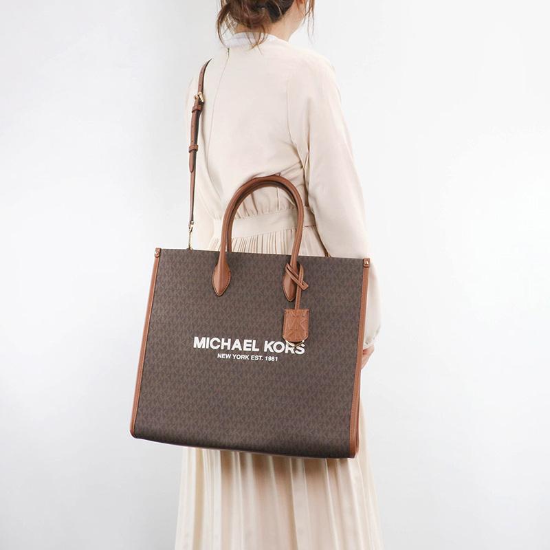 Michael Kors MK Mirella Сумка-тоут с принтом-монограммой Съемный плечевой ремень Женская сумка-тоут Коричневый 35F2G7ZT3B-BROWN