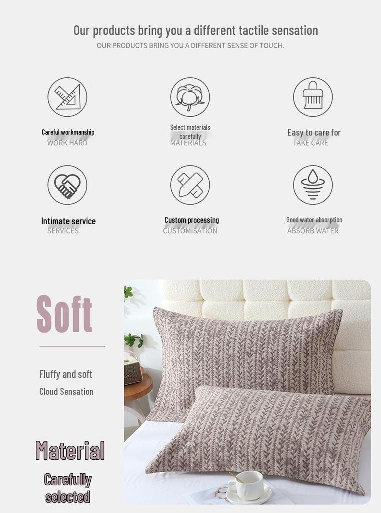 Washable Thickened Jacquard Cotton Pillow Towel - Enlarged, Luxurious, and Durable Design.