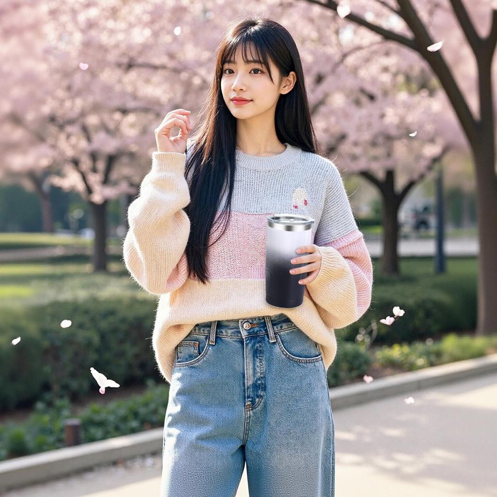 Spill-proof Tumbler, Vacuum Insulated, Keeps Hot or Cold Drinks Hot, with Straw, Lid, Stainless Steel Bottle, Wide Mouth, Direct Drinking,