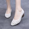 Fashion Summer New Genuine Leather Women's Sandals Fashion Wedges Mom Shoes Anti Slip Hollow Single Shoes Soft Soled Retro Women Shoe 43