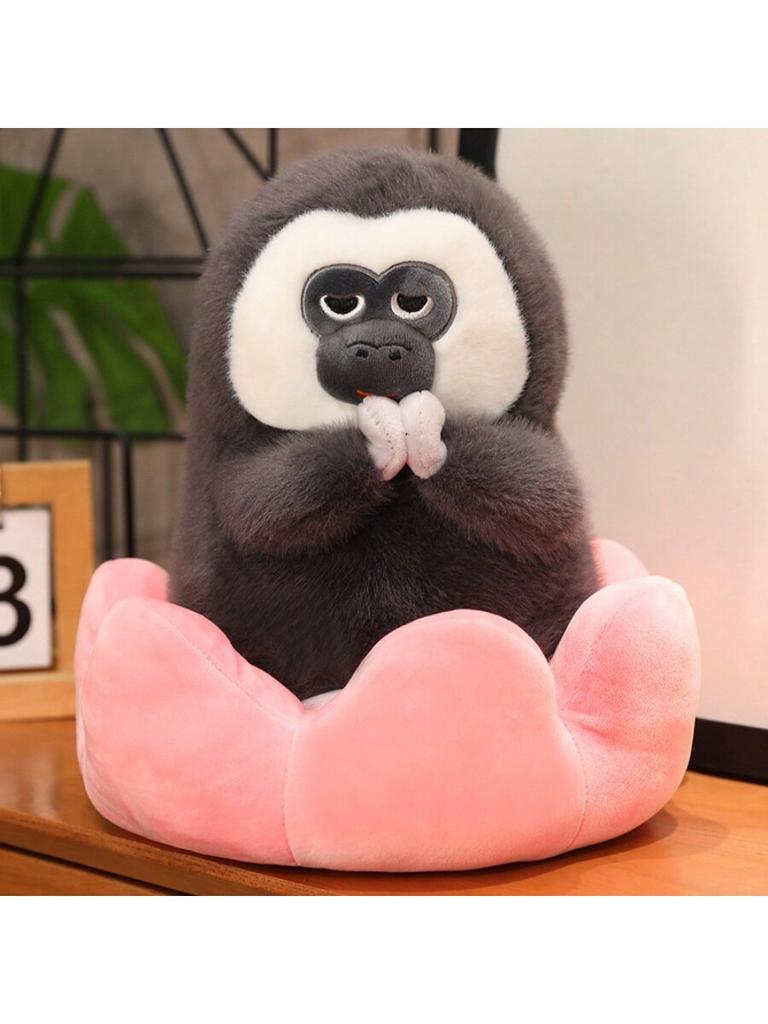 Милая обезьянка, плюшевая игрушка, кукла, держащая цветок лотоса, забавное животное для домашнего декора, мягкая хлопковая игрушка, подарки на день рождения