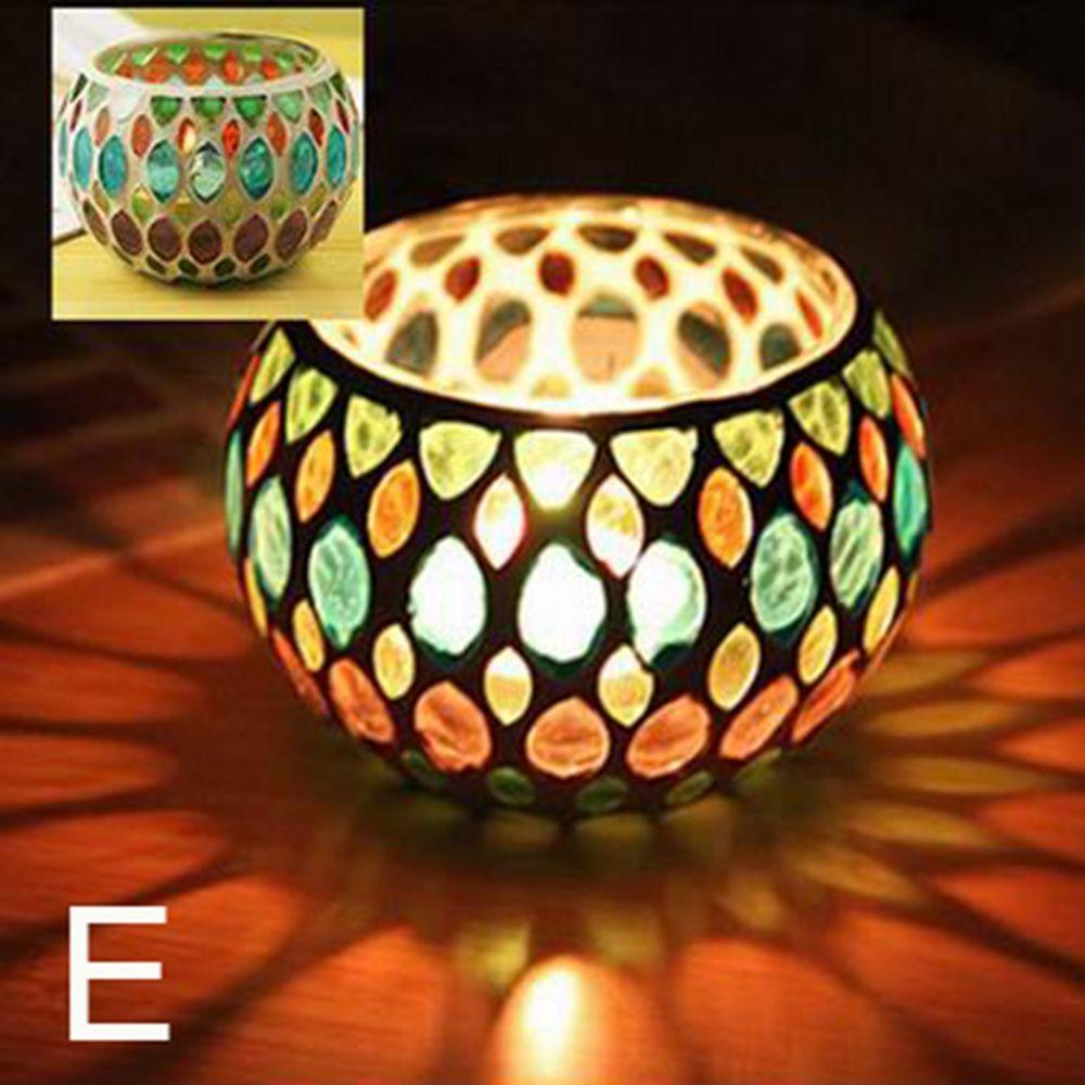 Mosaic Glass Tabletop Tea Light Centerpiece Candlestick Home Decor Candle Holder Candle Jar