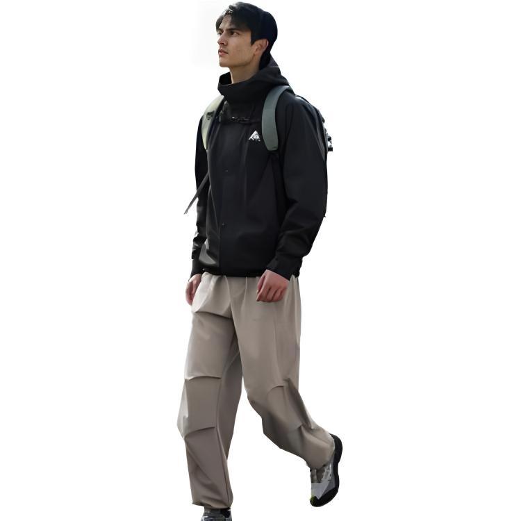 Anta Спортивная повседневная простая однотонная куртка с капюшоном серии Outdoor, мужская куртка, черная 952516605-6