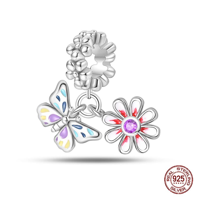 100% Медь Красивые Весенние Цветы Бабочка Светлячок Шармы Бусины Подходят для Оригинальных Браслетов Qikaola DIY Ювелирные Изделия