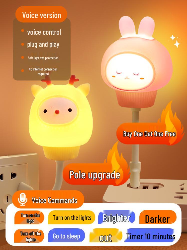 Voice-Activated Smart Night Light for Bedroom, Bedside, and Kids' Room