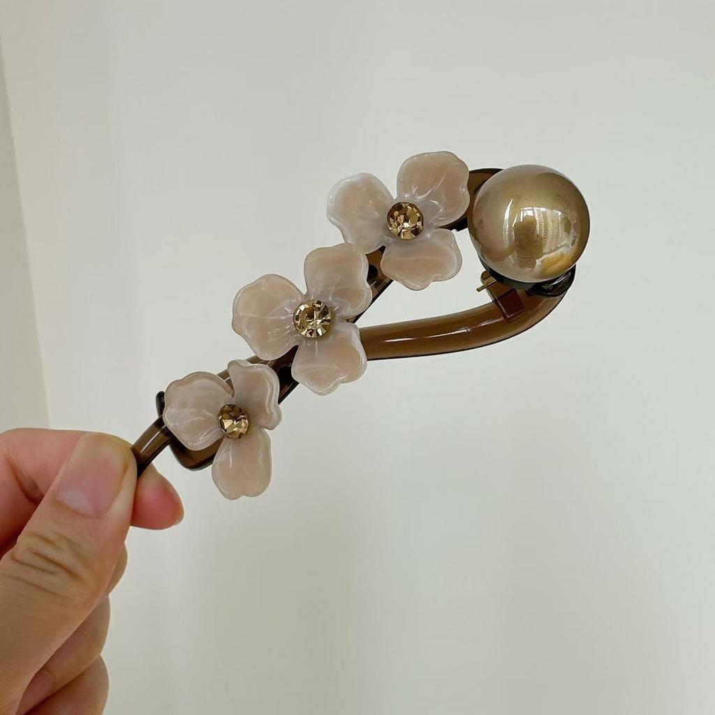 Элегантная заколка для волос с цветком для женщин и девушек, простая однотонная пластиковая заколка-твистер на одно слово, заколка-акула, аксессуары для головных уборов