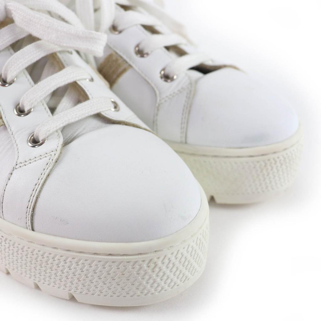 Great HERMES Low cut sneakers Dare H logo design mouton leather White beige 38 Used