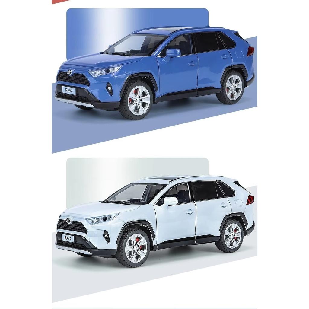 1/24 TOYOTA RAV4 SUV Sport Diecast Alloy Miniature Toy Car Model Remote Control Sound Light Pull Back Collection Gift for Boy