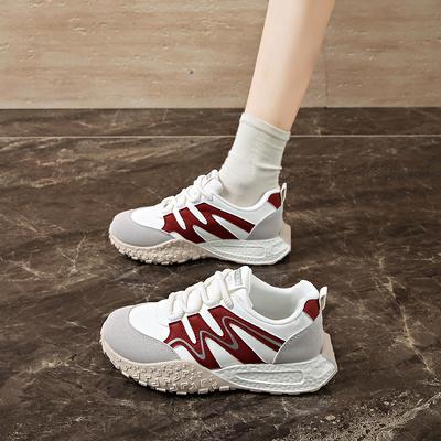 Модная весенняя женская обувь на толстой подошве 2025 лето повседневные лоскутные кожаные кроссовки повседневная вулканизированная обувь женская обувь