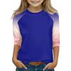 Printed Tops For Youth Girls 4-16 Years Round Neck 3/4 Sleeves T-Shirts Trendy Tops Outfit Tees