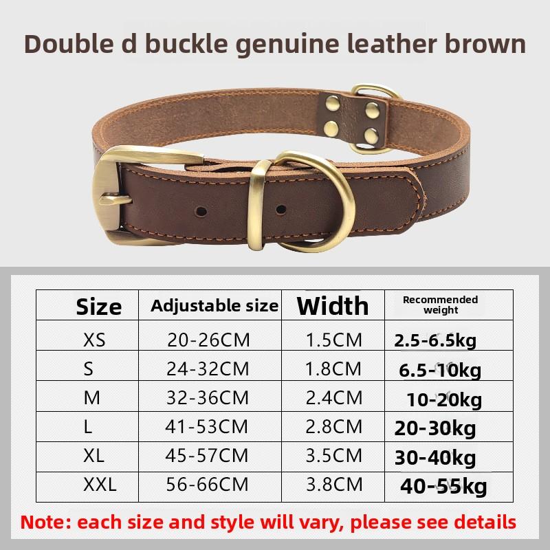 Dog cowhide collar Dog neck collar Retro copper hook head Medium and large dog pet products Durable and breathable