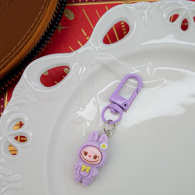 5Pcs Cartoon Kawaii Flower Labubu Keychain Pendant  Funny Car Keyring Exquisite Cute Backpack Decoration Accessories Gift