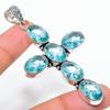 Swiss Blue Topaz Gemstone Handmade 925 Sterling Silver Pendant 2.99" U6n75