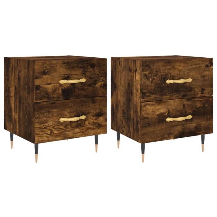 Maison Exclusive - Tables de chevet 2pcs chêne fumé 40x35x47,5cm bois d’ingénierie