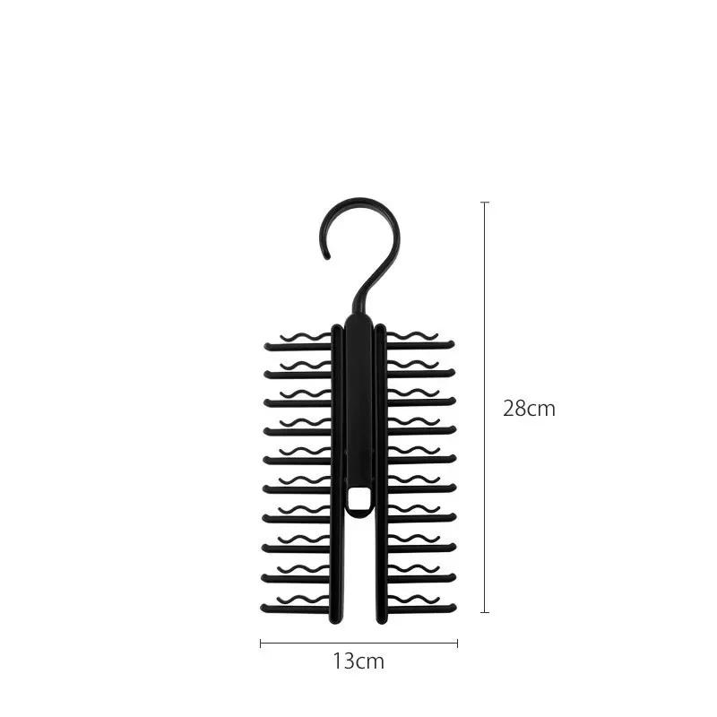 Вешалка для галстуков, вращающаяся стойка для хранения галстуков, органайзер для одежды, 20 рядов, большая вместимость, крючки для ремней, шкаф, противоскользящий зажим для галстуков