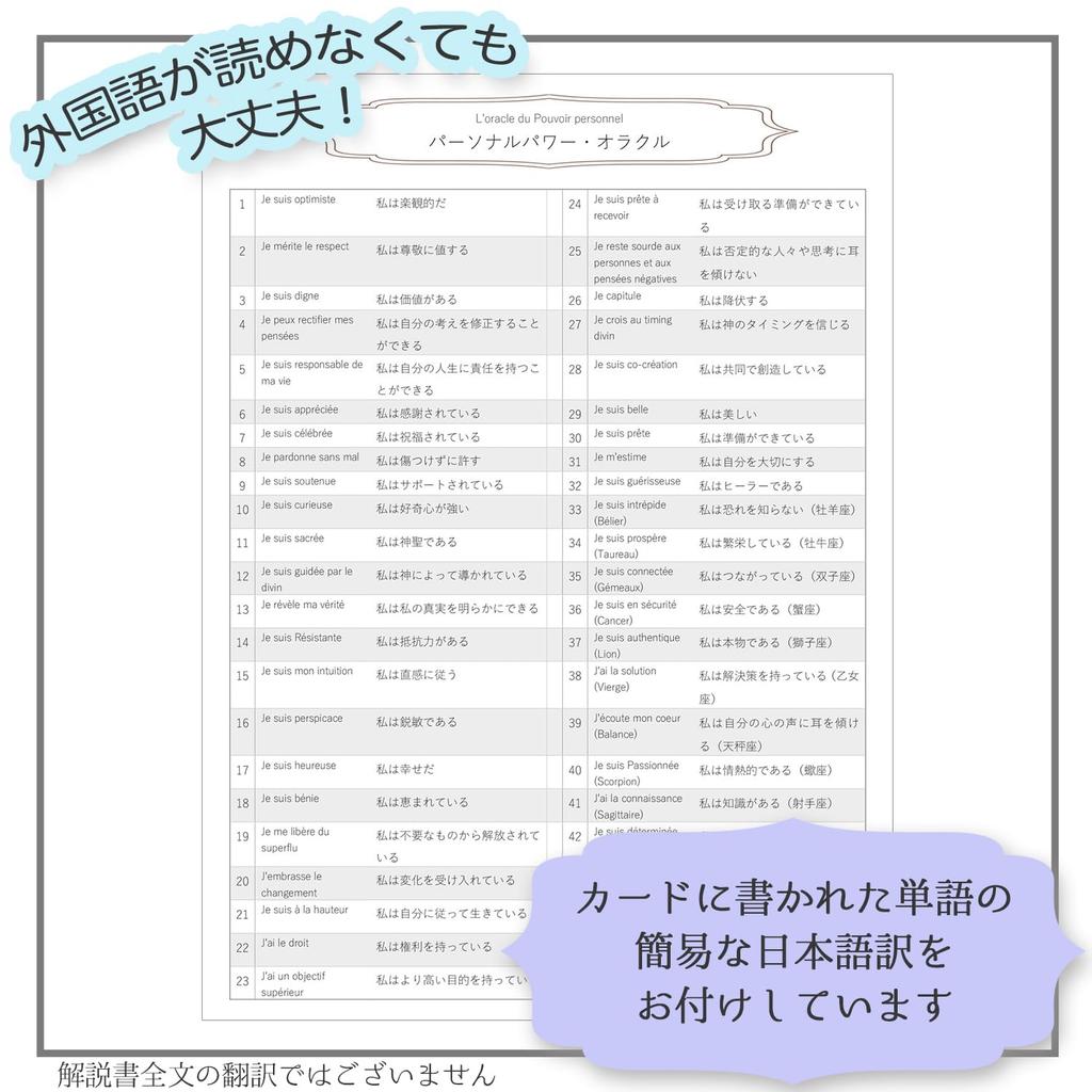 [Authentic] Personal Power Oracle [Oracle Card Meanings In Japanese] Tarot Fortune Telling
