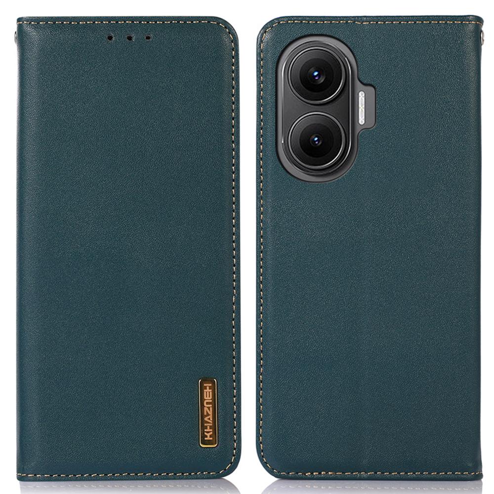 KHAZNEH For Xiaomi Poco F7 5G/Redmi Turbo 4 Pro 5G Case Wallet Genuine Cow Leather Phone Cover Nappa Texture