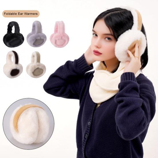 Winter Earmuff for Women Girls Foldable Fluffy Ear Warmer Soft Faux Fur Warm Ear Cover for Cold Weather Outdoors