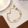 Elegant 18K Gold Titanium Steel Bracelets: European & American Fashion, Non-fading, Women's Versatile Personality Hand Jewelry