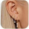Gold Dangle Earrings Set for Women – 14k Plated Huggie & Cartilage Stacking Earrings, Compatible with Multiple Piercings, Gift for Mom, Birthday