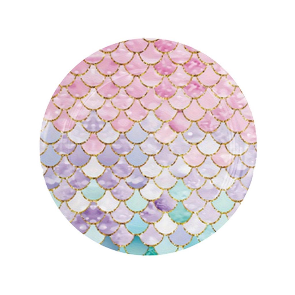Посуда для вечеринки в виде розовой рыбьей чешуи: Одноразовые тарелки, стаканчики, полотенца на день рождения девочки