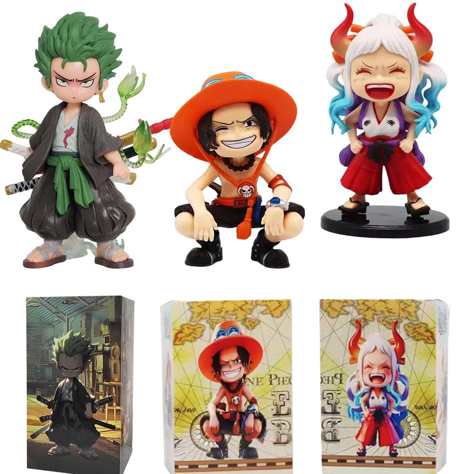 ONE PIECE  Набор из 6 шт. Аниме 12-15 см Монки Д. Луффи Q-Версия ПВХ Модель Настольное Украшение для Автомобиля Подарок на День Рождения Рождество для Детей Игрушки