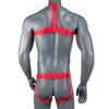 CLEVER-MENMODE Men Bodysuit Jockstrap Harness Sexy Bondage Leotard Xmas Underwear One-piece Thong Christmas Wrestling Singlet
