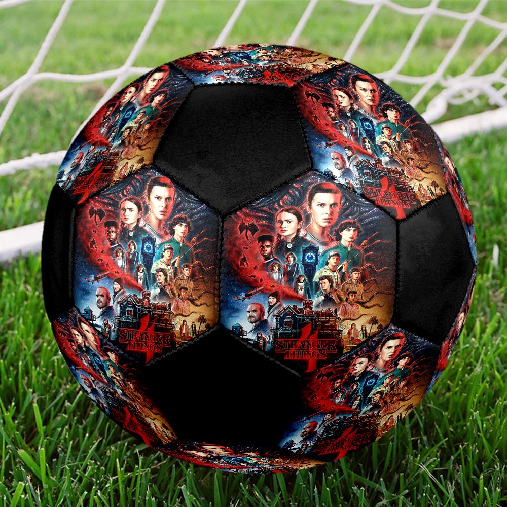 stranger things Indoor Soccer Ball Colorful Machine Stitched PVC Size 5 Team Training Competition Ready Durable High-Bounce Cool Sports Gift