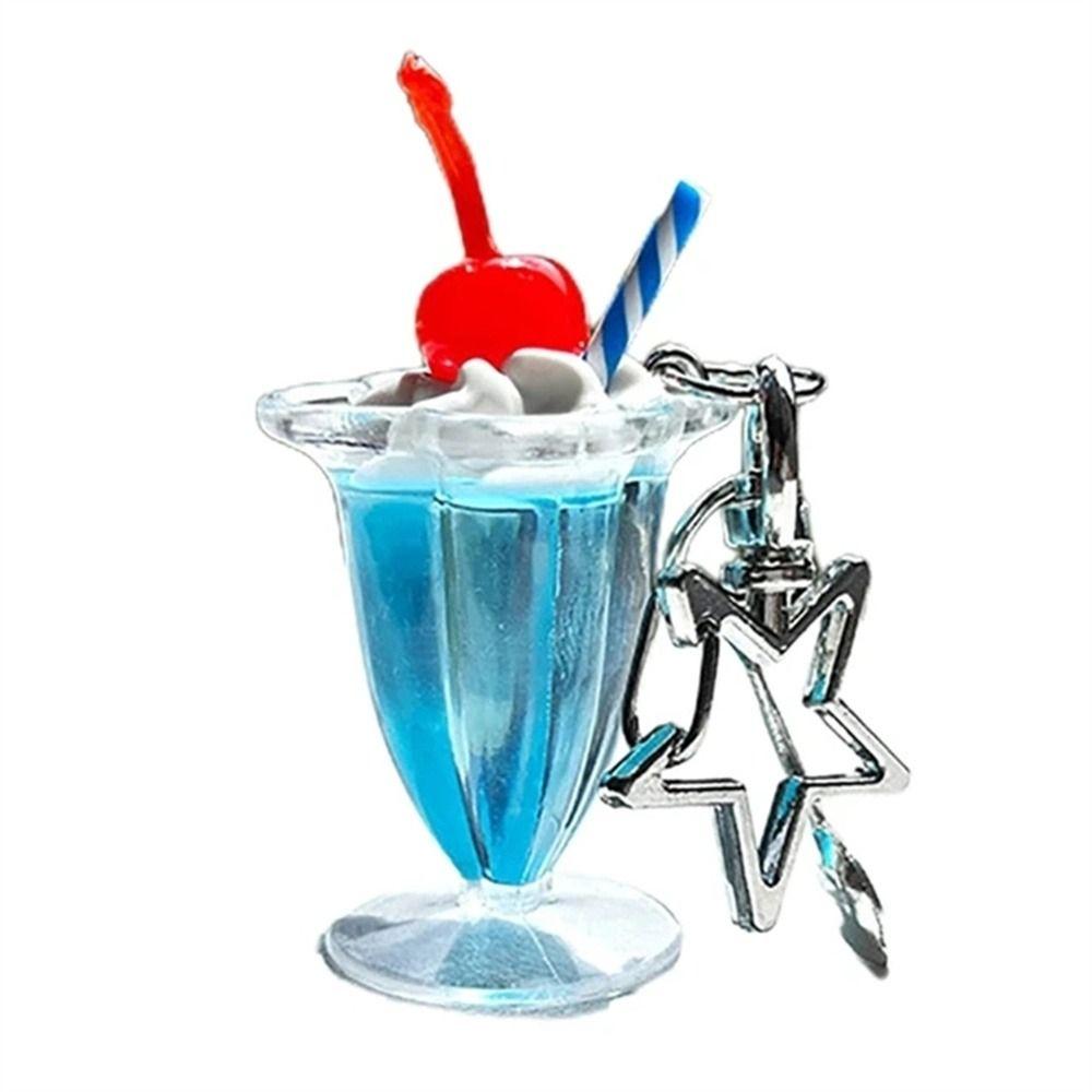 3D Simulation Cherry Cream Cup Anti-lost Phone Strap Ice Cream Key Chain Bag Decorations