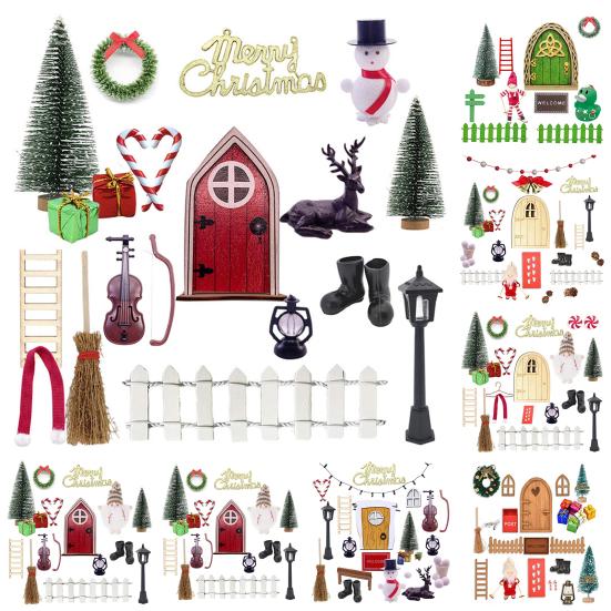 Рождественский дверной набор с гномом, 1/12, богатый элемент, тонкое мастерство, сказочные садовые украшения, миниатюрная рождественская дверь с эльфом