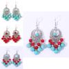 Ethnic Simulation Turquoise Beaded Earrings With Silver Filigree For Casual Wear