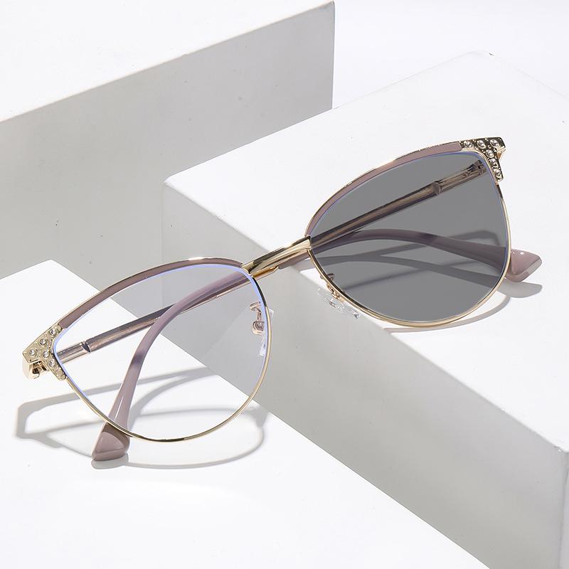 Новый тренд Кошачий глаз Фотохромные очки Модные очки для близорукости с огранкой «бриллиант» Женские Мужские Роскошные меняющие цвет очки 0-1.0-4.0