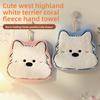 Полотенца для рук из кораллового флиса в форме животных, Подвесные абсорбирующие полотенца для ванной комнаты, Кухонные милые квадратные полотенца с собачками