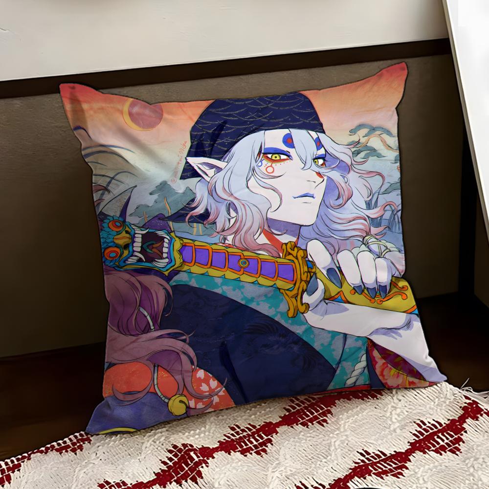 MMononoke Anime Cushion Cover Reversible Soft Durable Pillow Cover Home Car MultiScene Use for Daily Comfort
