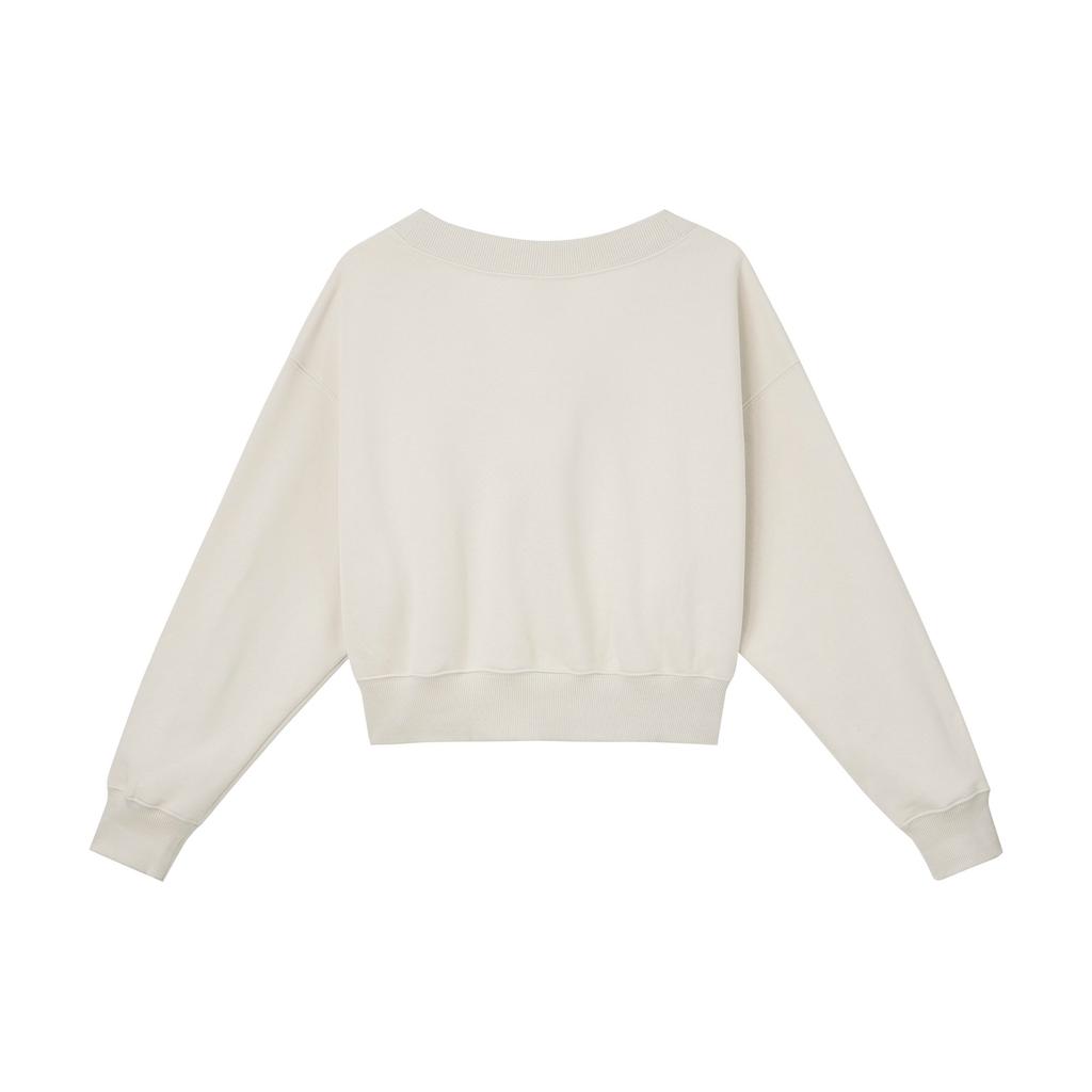 Nike Sportswear Phoenix Short V-Neck Sweatshirt Women Tops Beige FN3652-104